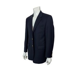 Ralph Lauren Navy Blue Wool Blazer Sportcoat Jacket Gold Buttons Mens 42L